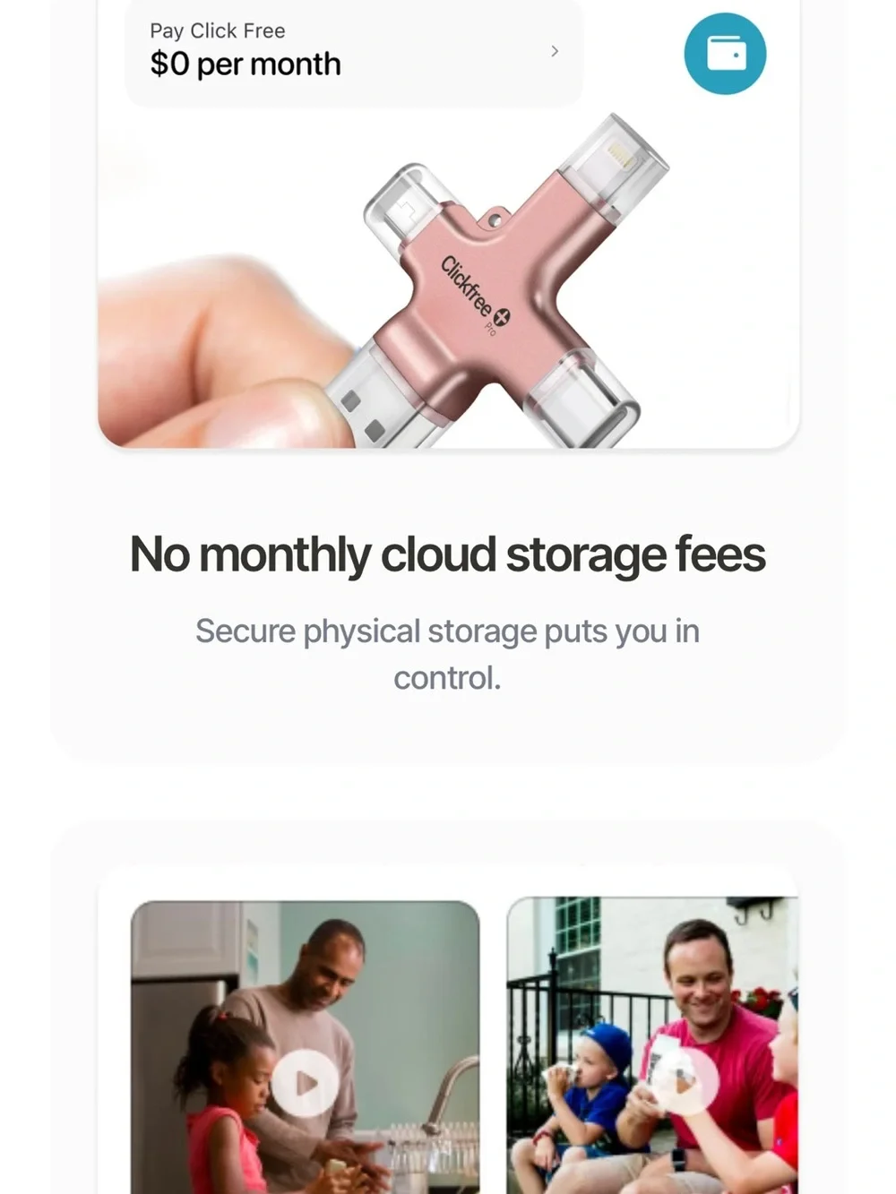 CLICK FREE ultra 256 GB photo and video storage -garnet red with matching case